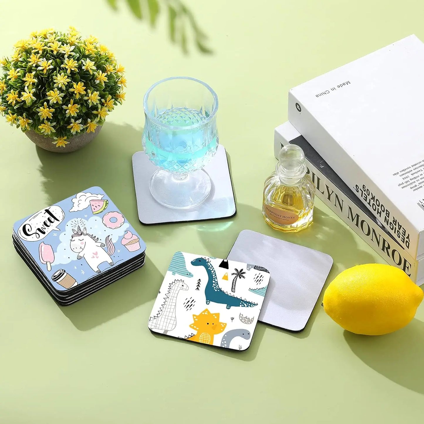 50-Pack Sublimation Blank Coasters | Square & Round Rubber Mats for Heat Press Printing | Bulk DIY Craft Supplies