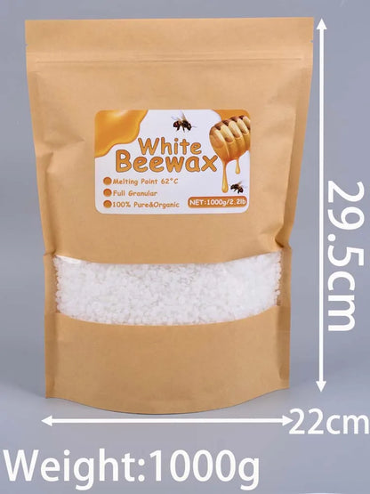 1000g White Beeswax Pellets | Pure Natural Wax for DIY Candles, Lip Balms, Soap & Cosmetics | Easy-Melt Pastilles