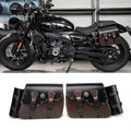Retro PU Leather Motorcycle Saddlebags (Pair) – Waterproof Throwover Side Bags in Brown