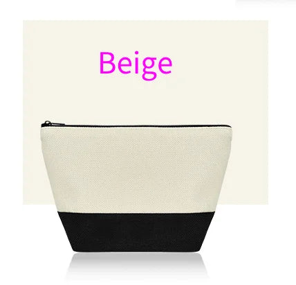 Sublimation Blank Linen Makeup Bag with Black Bottom | DIY Heat Transfer Cosmetic Pouch & Pencil Case