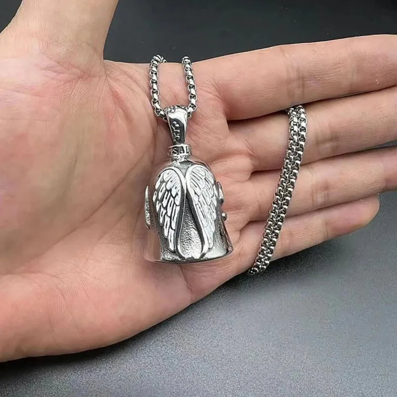 Angel Guardian Riding Bell – Motorcycle & Bicycle Safety Charm for Biker Riders (Silver)