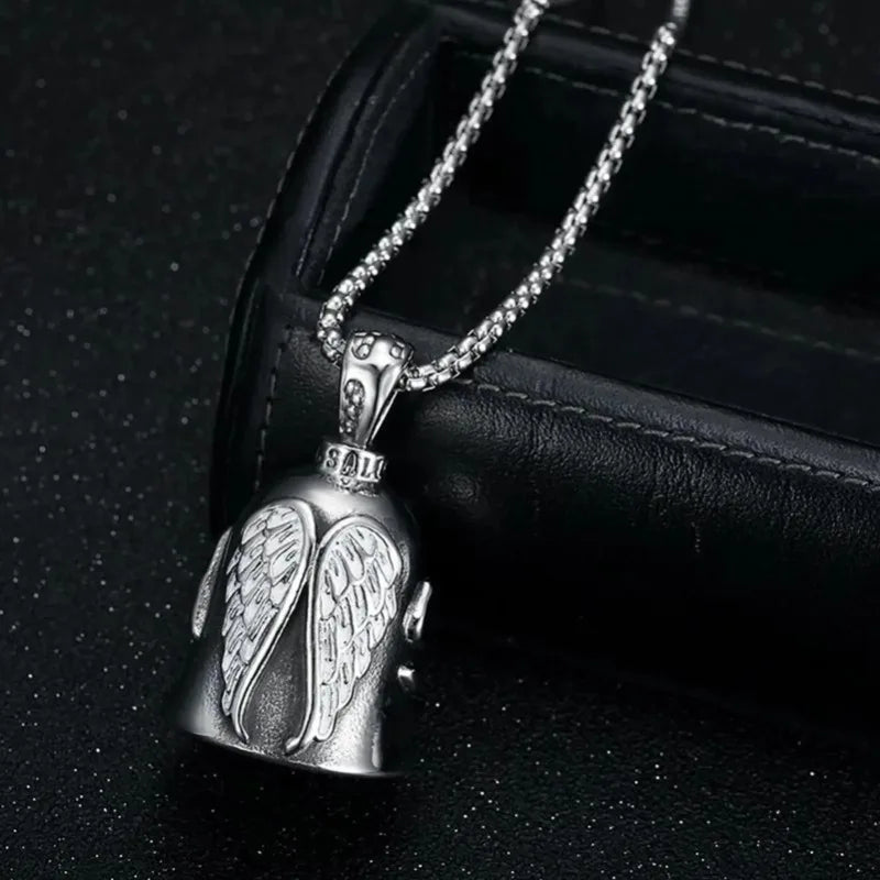 Angel Guardian Riding Bell – Motorcycle & Bicycle Safety Charm for Biker Riders (Silver)