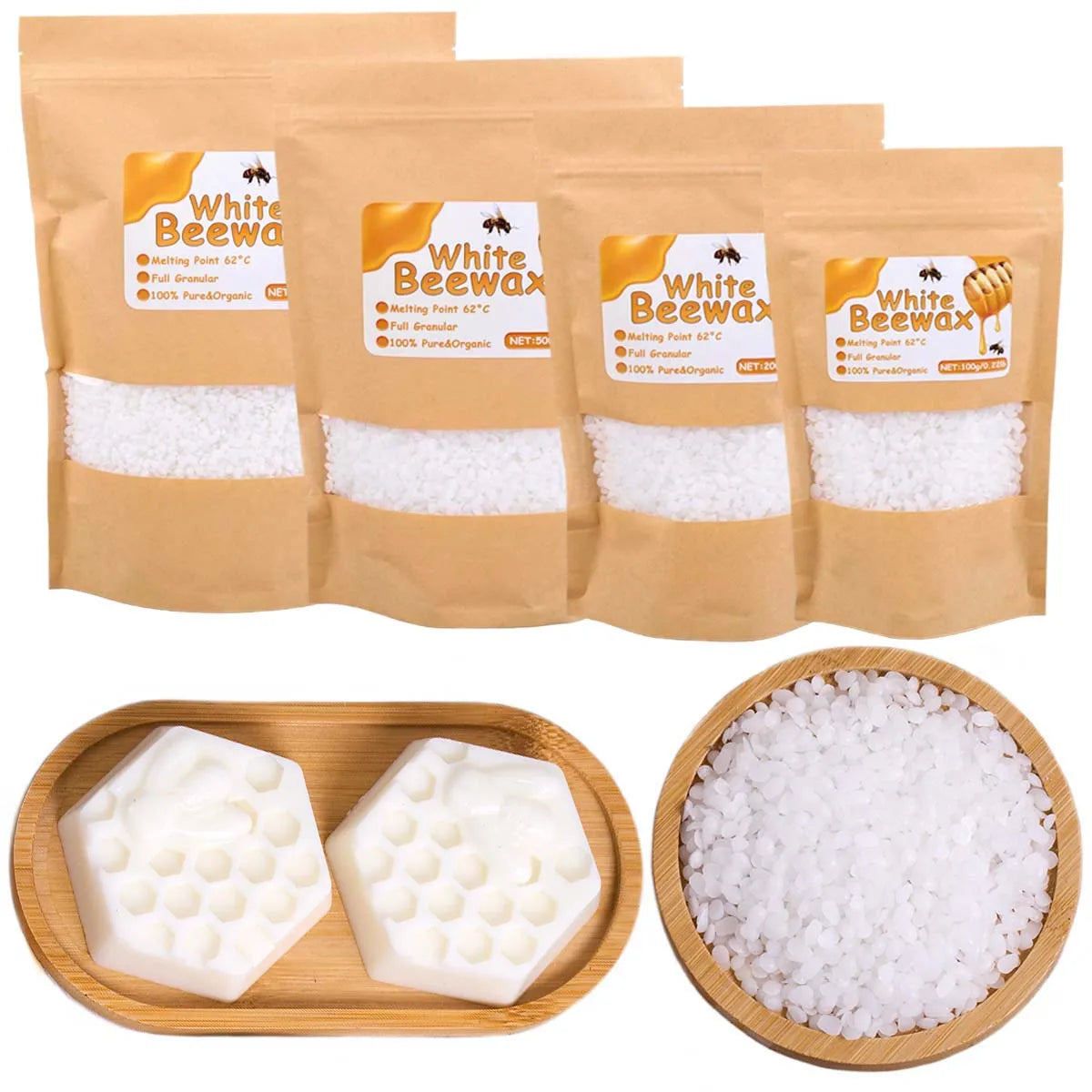1000g White Beeswax Pellets | Pure Natural Wax for DIY Candles, Lip Balms, Soap & Cosmetics | Easy-Melt Pastilles