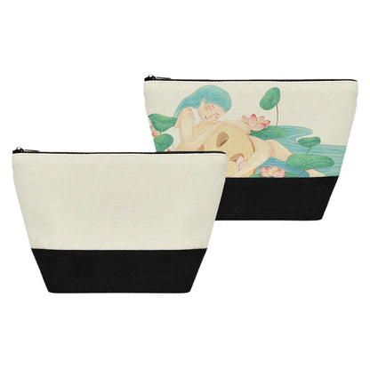 Sublimation Blank Linen Makeup Bag with Black Bottom | DIY Heat Transfer Cosmetic Pouch & Pencil Case