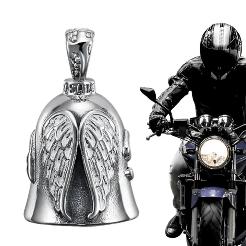 Angel Guardian Riding Bell – Motorcycle & Bicycle Safety Charm for Biker Riders (Silver)