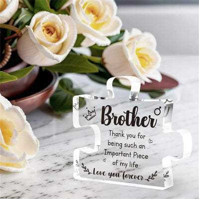 Sublimation Blank Acrylic Puzzle Piece Plaque | Freestanding Photo Block for DIY Family, Brother & Sister Gifts