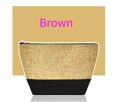 Sublimation Blank Linen Makeup Bag with Black Bottom | DIY Heat Transfer Cosmetic Pouch & Pencil Case