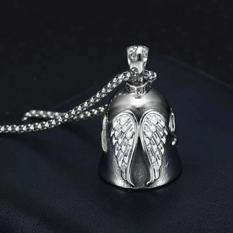 Angel Guardian Riding Bell – Motorcycle & Bicycle Safety Charm for Biker Riders (Silver)