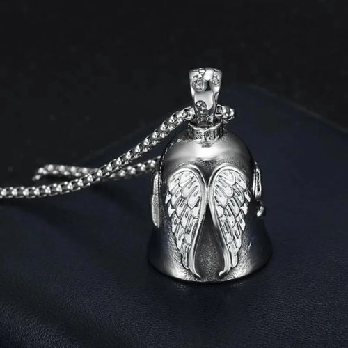 Angel Guardian Riding Bell – Motorcycle & Bicycle Safety Charm for Biker Riders (Silver)