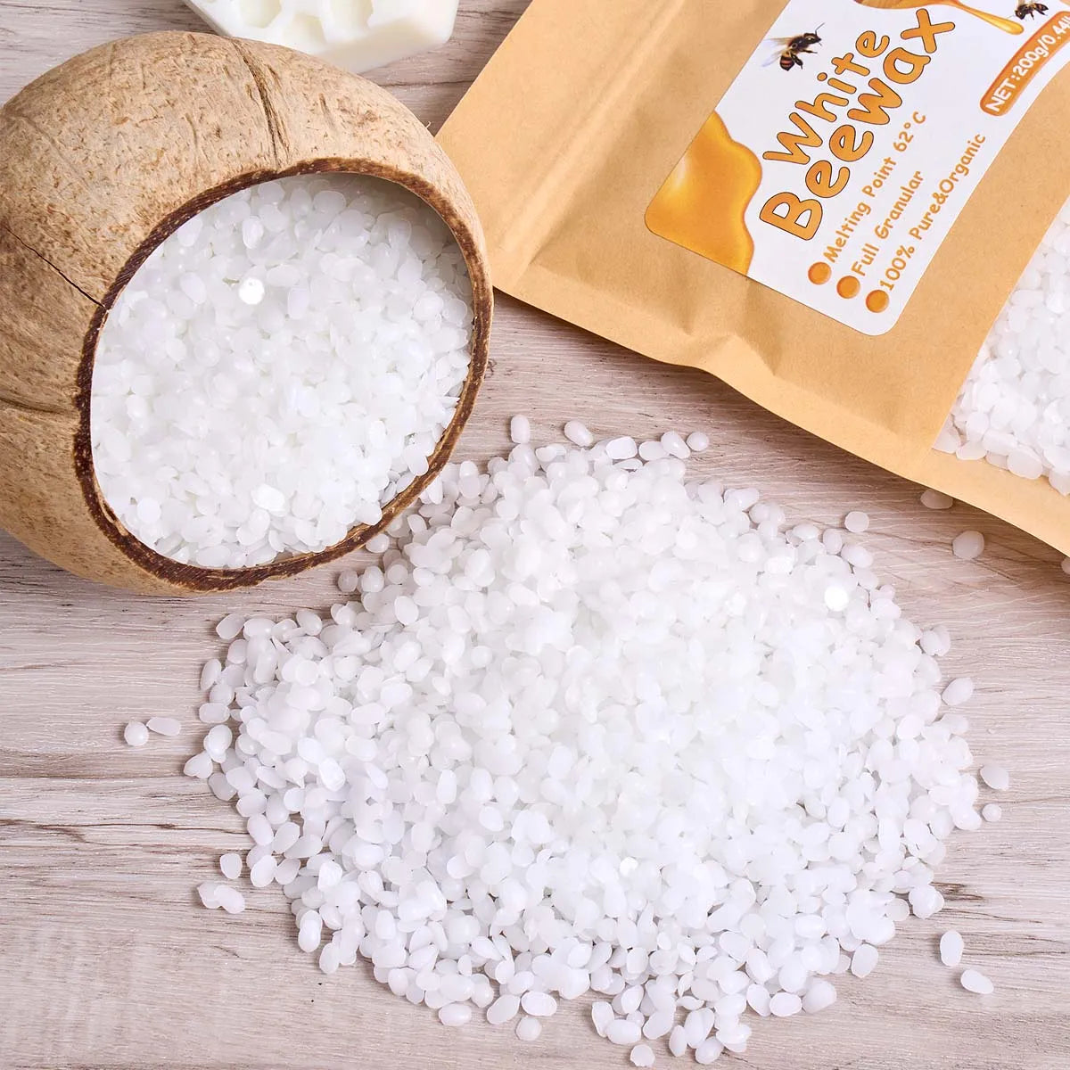 1000g White Beeswax Pellets | Pure Natural Wax for DIY Candles, Lip Balms, Soap & Cosmetics | Easy-Melt Pastilles