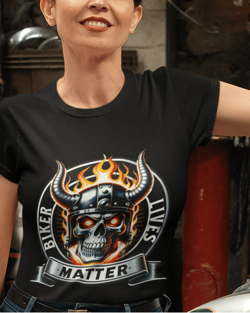 Biker Lives Matter Skull T-Shirt – Flaming Helmet Graphic Tee for Motorcycle Riders - TRK Sublimation Design