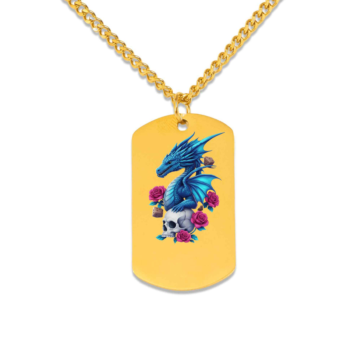 Dragon Pendant Necklace – Personalized Laser Engraved | 18K Gold, Rose Gold & Steel