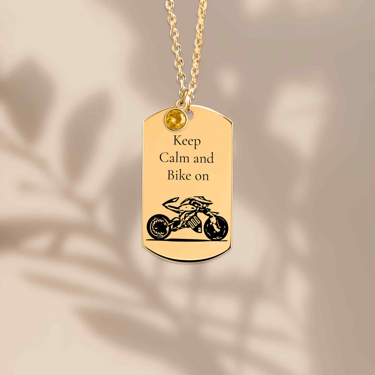 Tag Necklace with Birthstone – Personalized Laser Engraved | 18K Gold, Rose Gold & Steel