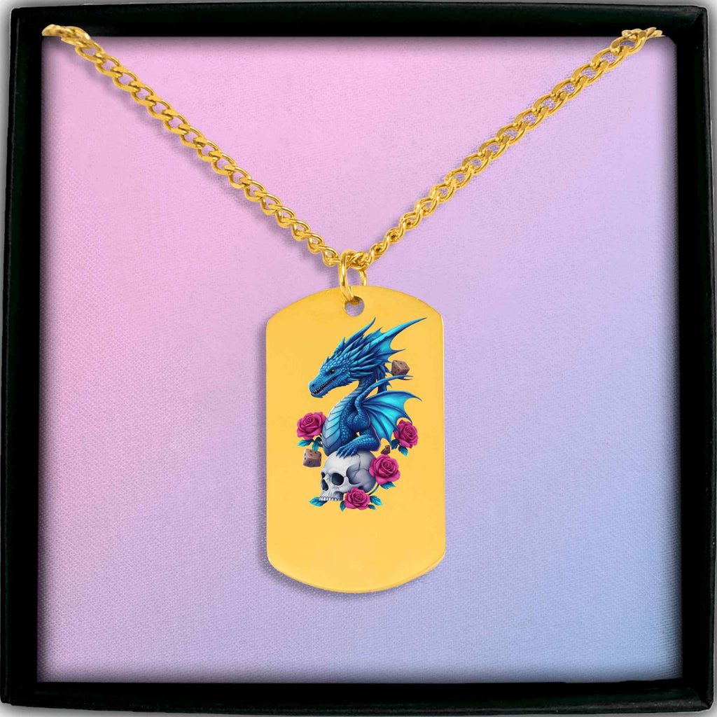 Dragon Pendant Necklace – Personalized Laser Engraved | 18K Gold, Rose Gold & Steel