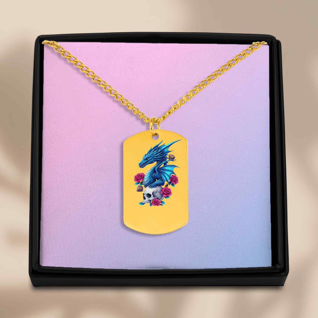 Dragon Pendant Necklace – Personalized Laser Engraved | 18K Gold, Rose Gold & Steel
