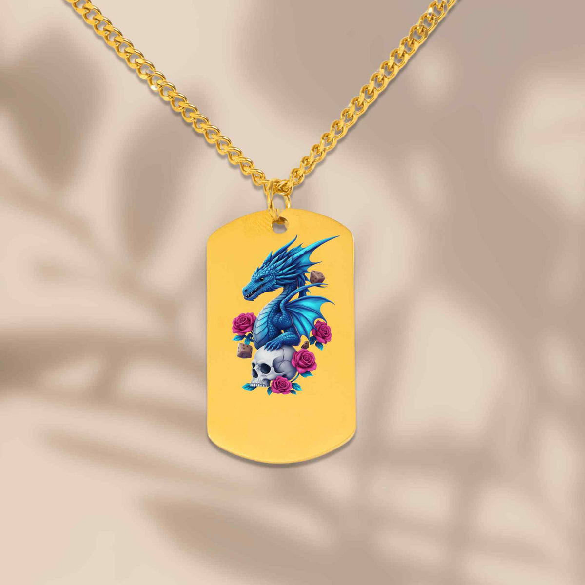 Dragon Pendant Necklace – Personalized Laser Engraved | 18K Gold, Rose Gold & Steel