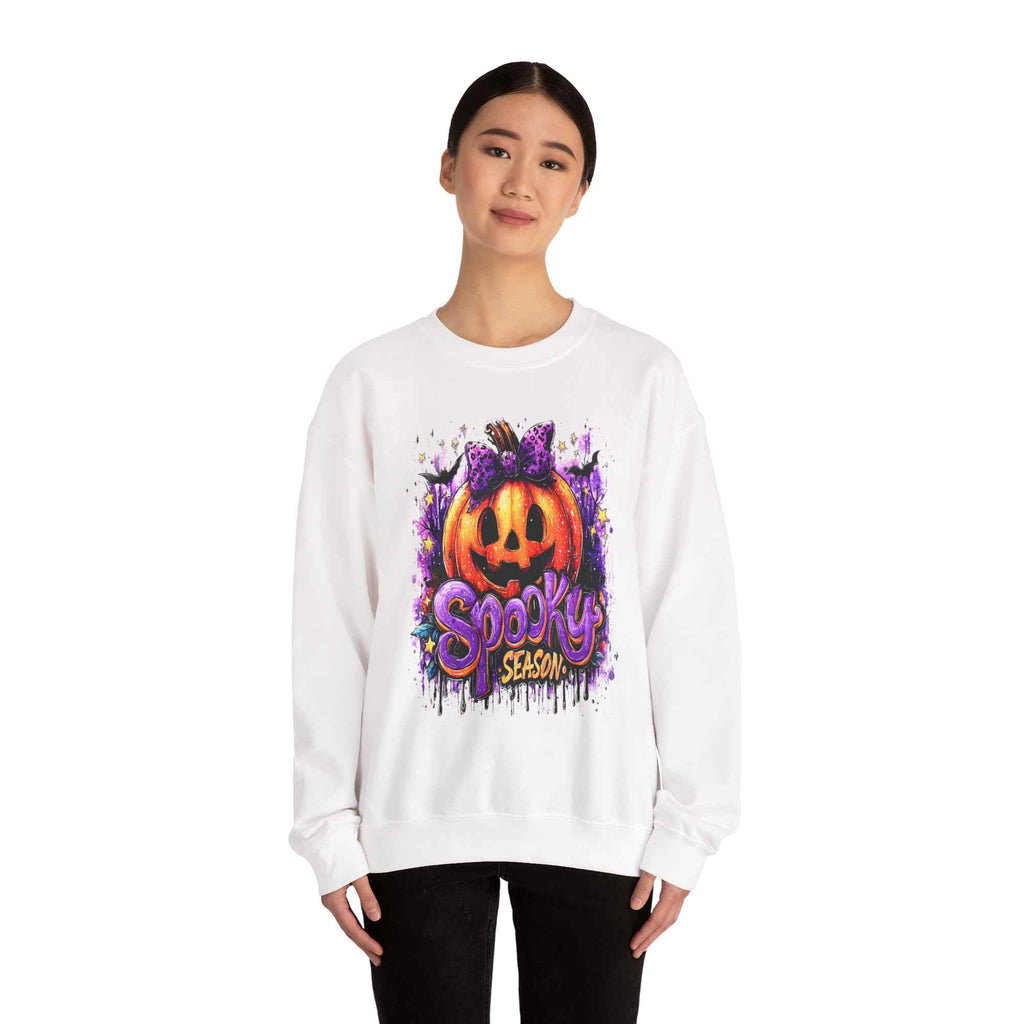 Halloween Pumpkin Crewneck Sweatshirt – Cozy Fall & Spooky Season Pullover | Gildan Heavy Blend - TRK Sublimation Design