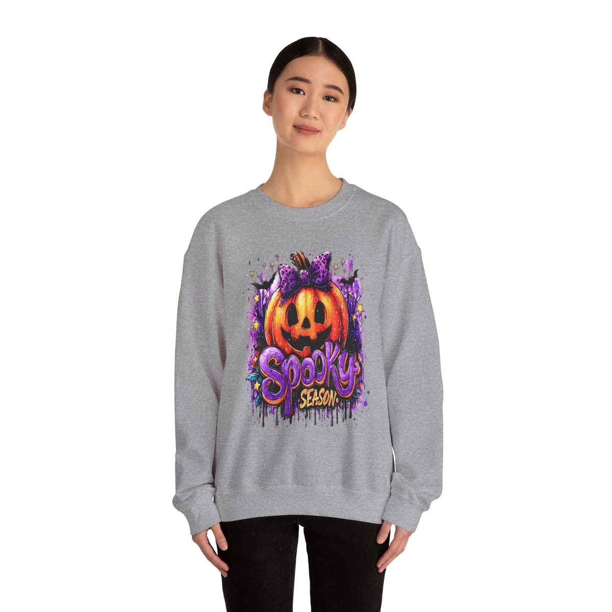Halloween Pumpkin Crewneck Sweatshirt – Cozy Fall & Spooky Season Pullover | Gildan Heavy Blend - TRK Sublimation Design