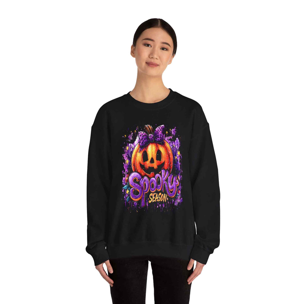 Halloween Pumpkin Crewneck Sweatshirt – Cozy Fall & Spooky Season Pullover | Gildan Heavy Blend - TRK Sublimation Design