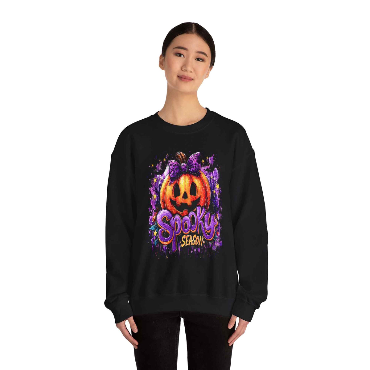 Halloween Pumpkin Crewneck Sweatshirt – Cozy Fall & Spooky Season Pullover | Gildan Heavy Blend - TRK Sublimation Design