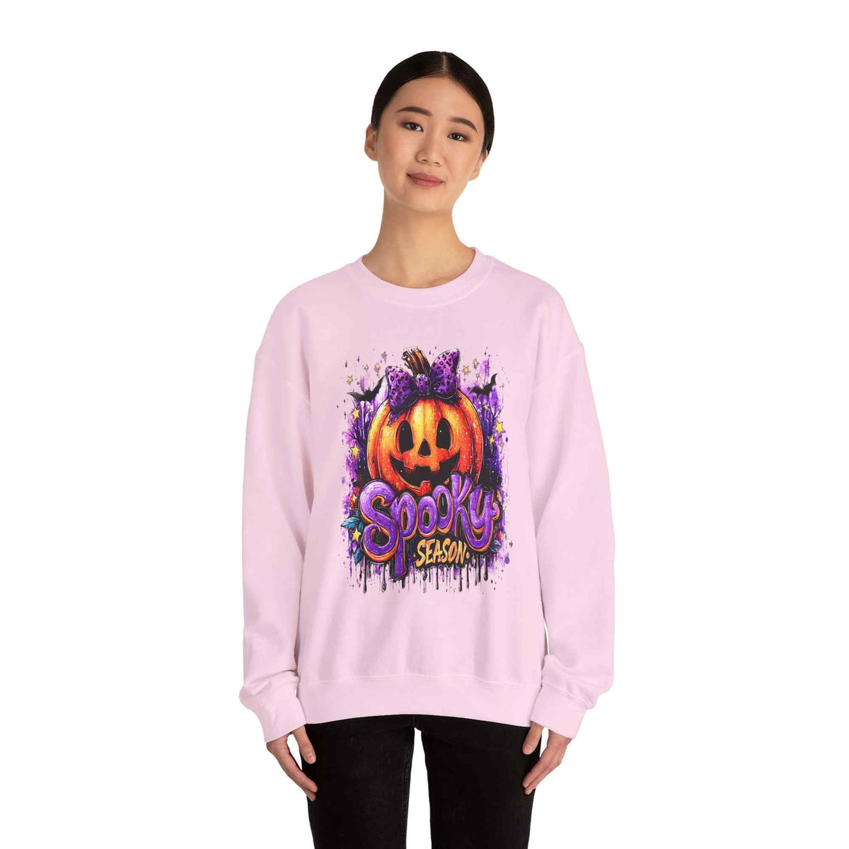 Halloween Pumpkin Crewneck Sweatshirt – Cozy Fall & Spooky Season Pullover | Gildan Heavy Blend - TRK Sublimation Design