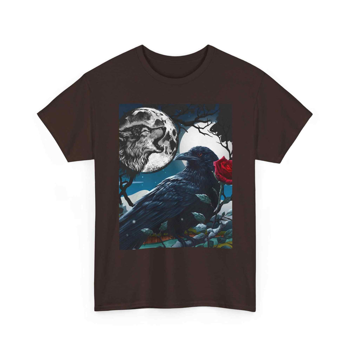 Moonlit Raven Gothic Art Unisex Heavy Cotton T-Shirt - TRK Sublimation Design