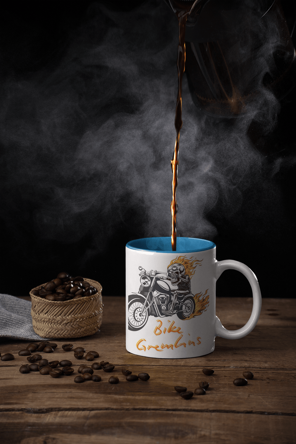 Skull Rider Ceramic Mug – 'The Road Calls' Biker Coffee Cup (11oz & 15oz) - TRK Sublimation Design