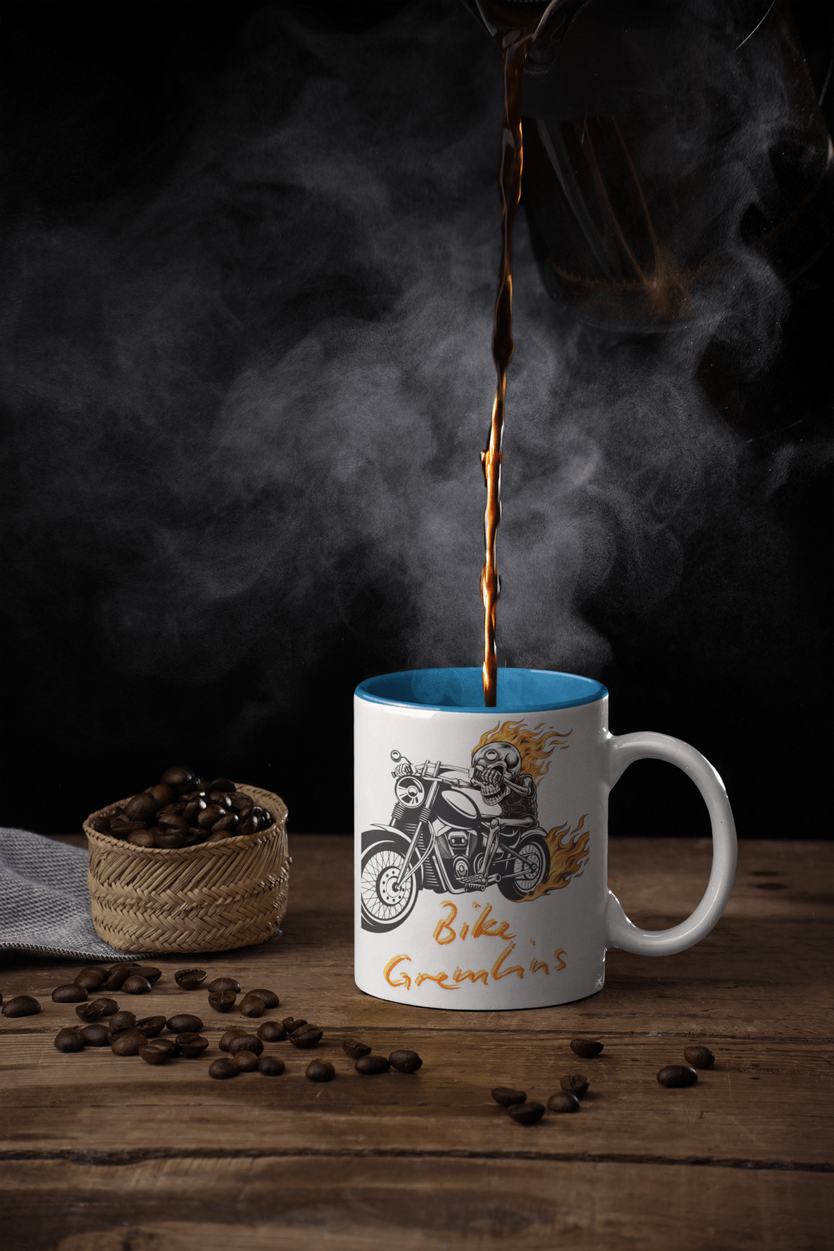 Skull Rider Ceramic Mug – 'The Road Calls' Biker Coffee Cup (11oz & 15oz) - TRK Sublimation Design