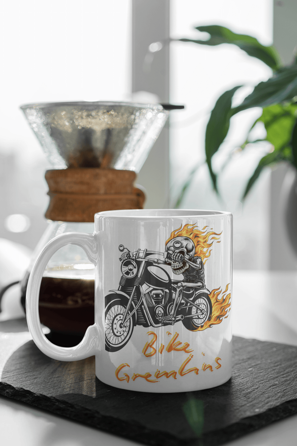 Skull Rider Ceramic Mug – 'The Road Calls' Biker Coffee Cup (11oz & 15oz) - TRK Sublimation Design