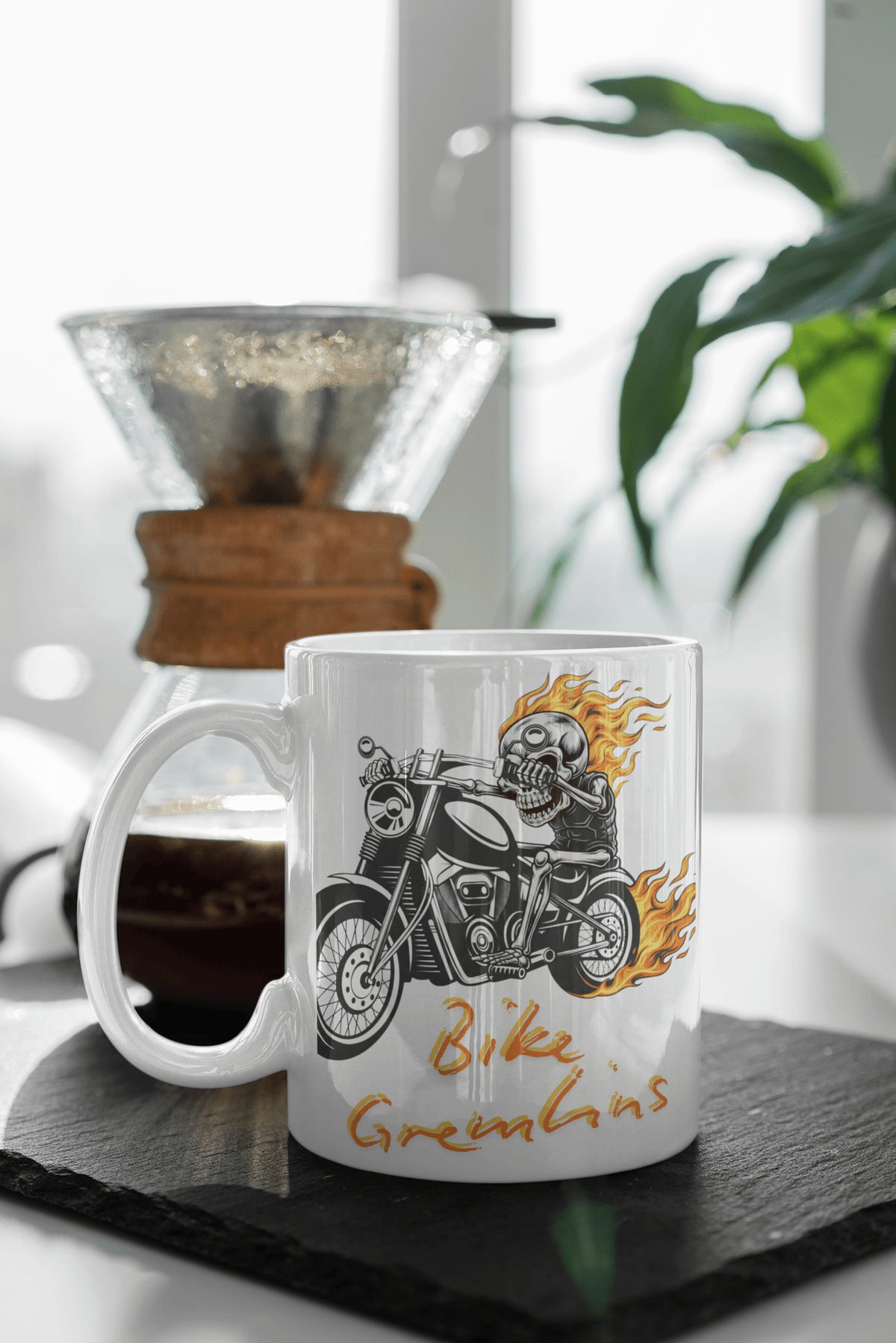 Skull Rider Ceramic Mug – 'The Road Calls' Biker Coffee Cup (11oz & 15oz) - TRK Sublimation Design